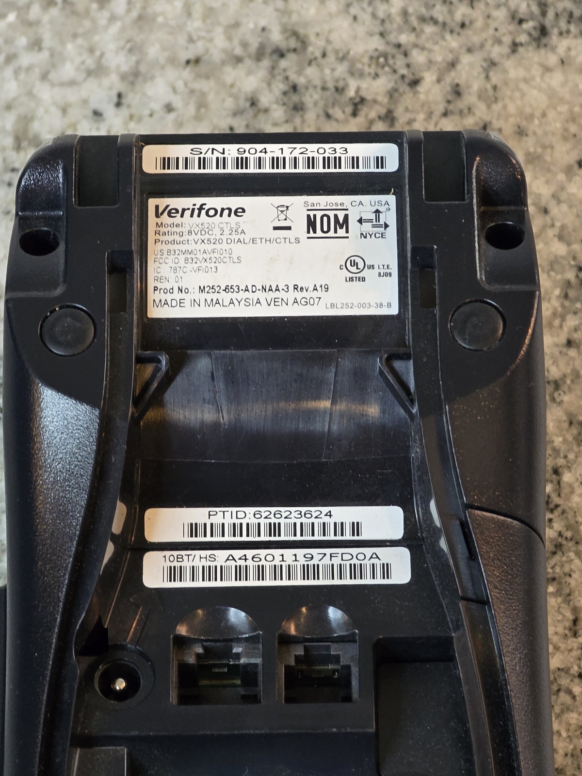 Verifone VX520 CTLS Credit Card Terminal POS VX520 DIAL/ETH/CTLS NO BACK