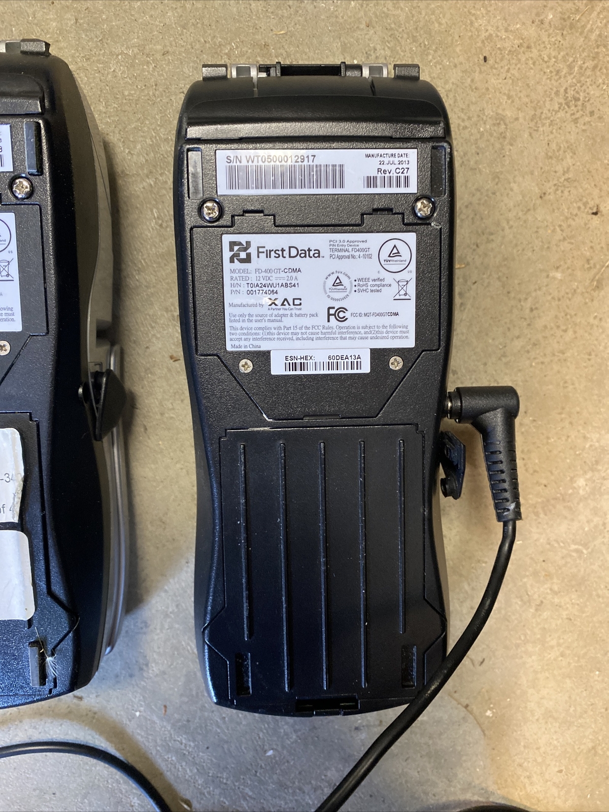 3 First Data FD-400GT Wireless Terminal Credit Card Machines with 2 Power Cords