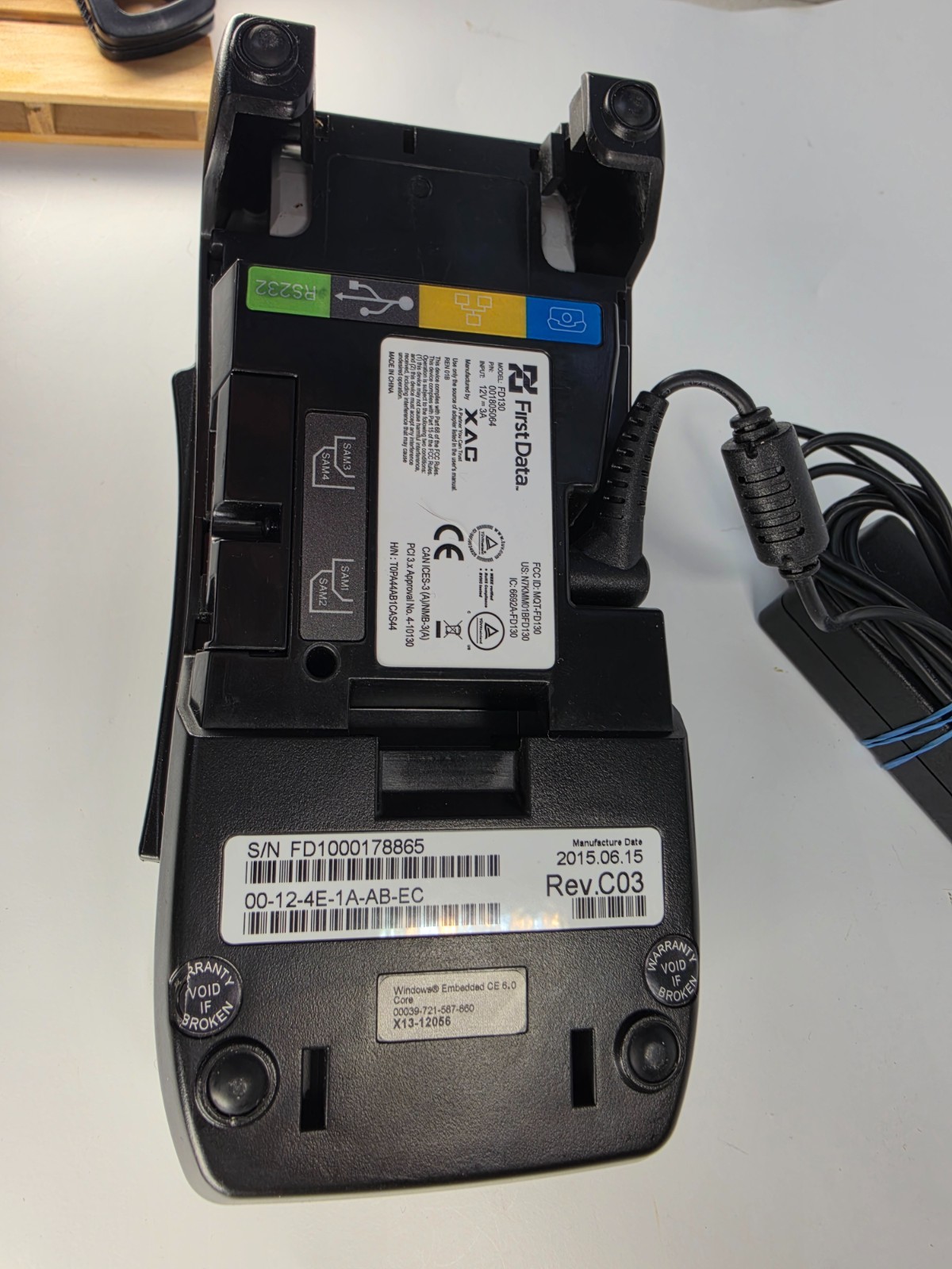 First Data FD130 Credit Card Terminal EMV NFC Dial/IP w/ Power Supply Tested