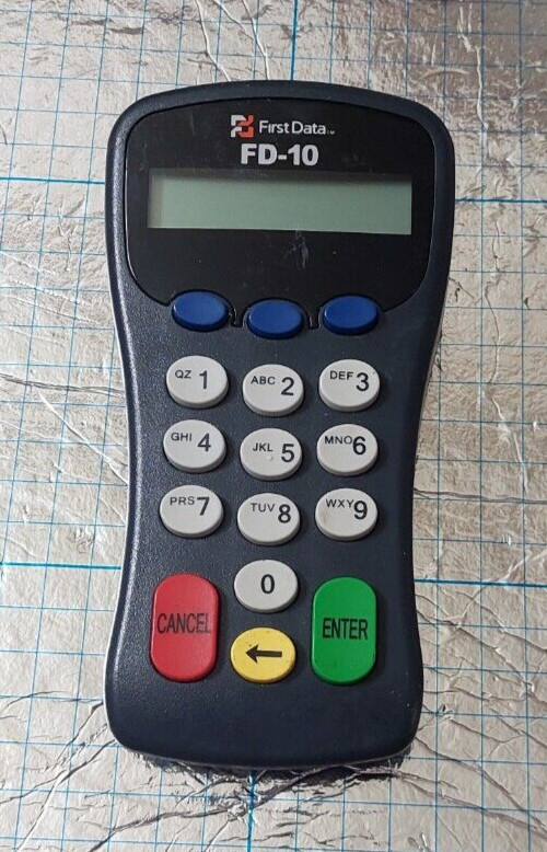 First Data FD-10 Gray/Black Digital Display Credit Debit Card Terminal Pin Pad