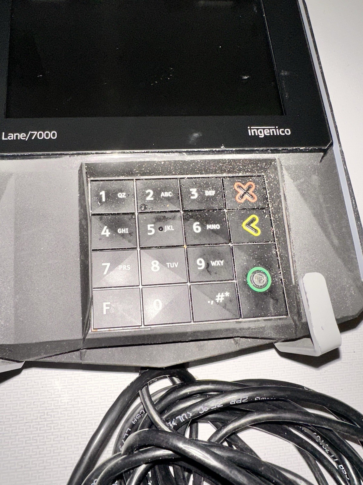 INGENICO LANE 7000 PRG30312951R CREDIT CARD TERMINAL With Base Holder Untested