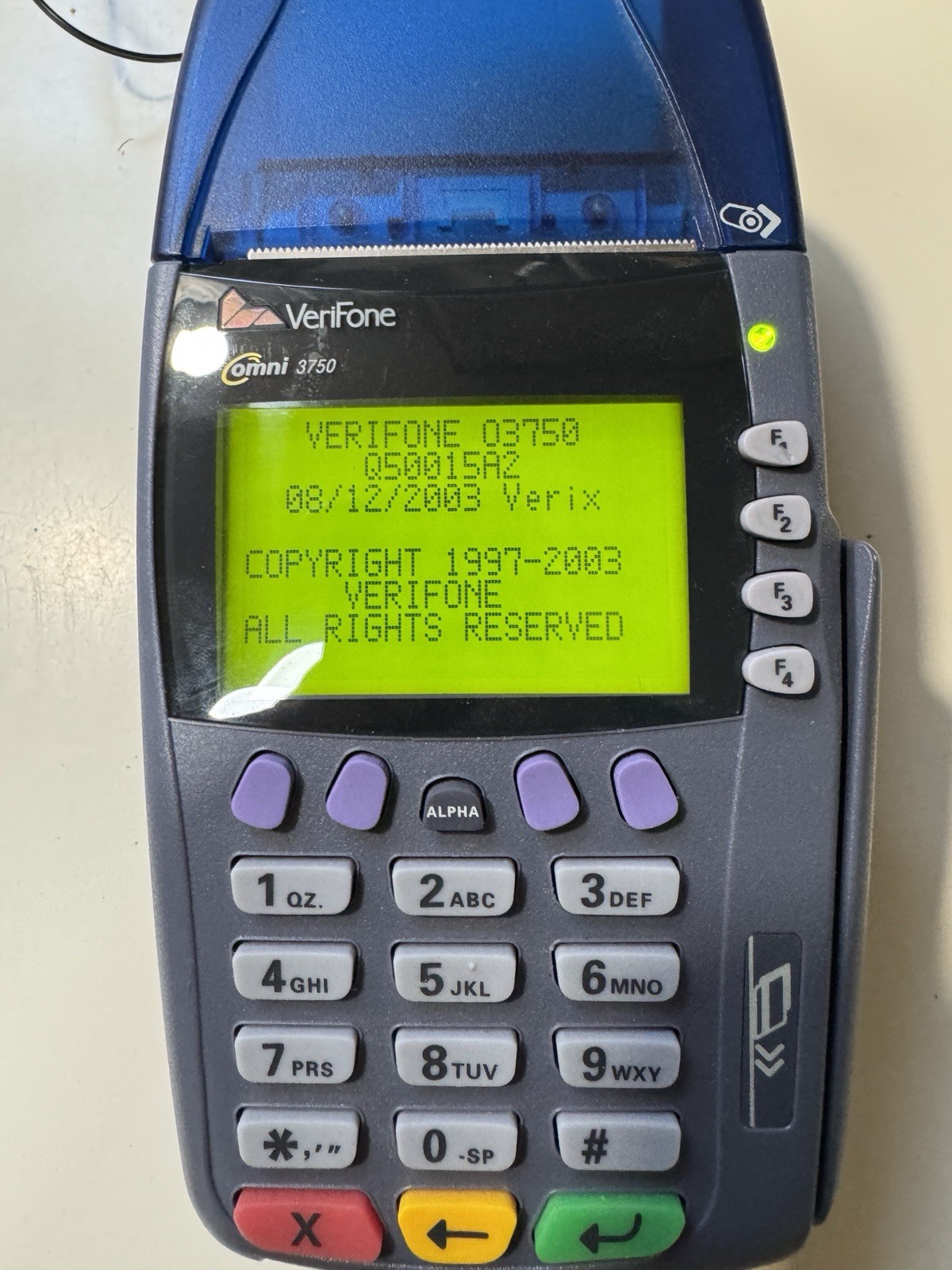Verifone Omni 3750 Credit Card Terminal Receipt, Card Reader With Power Cord