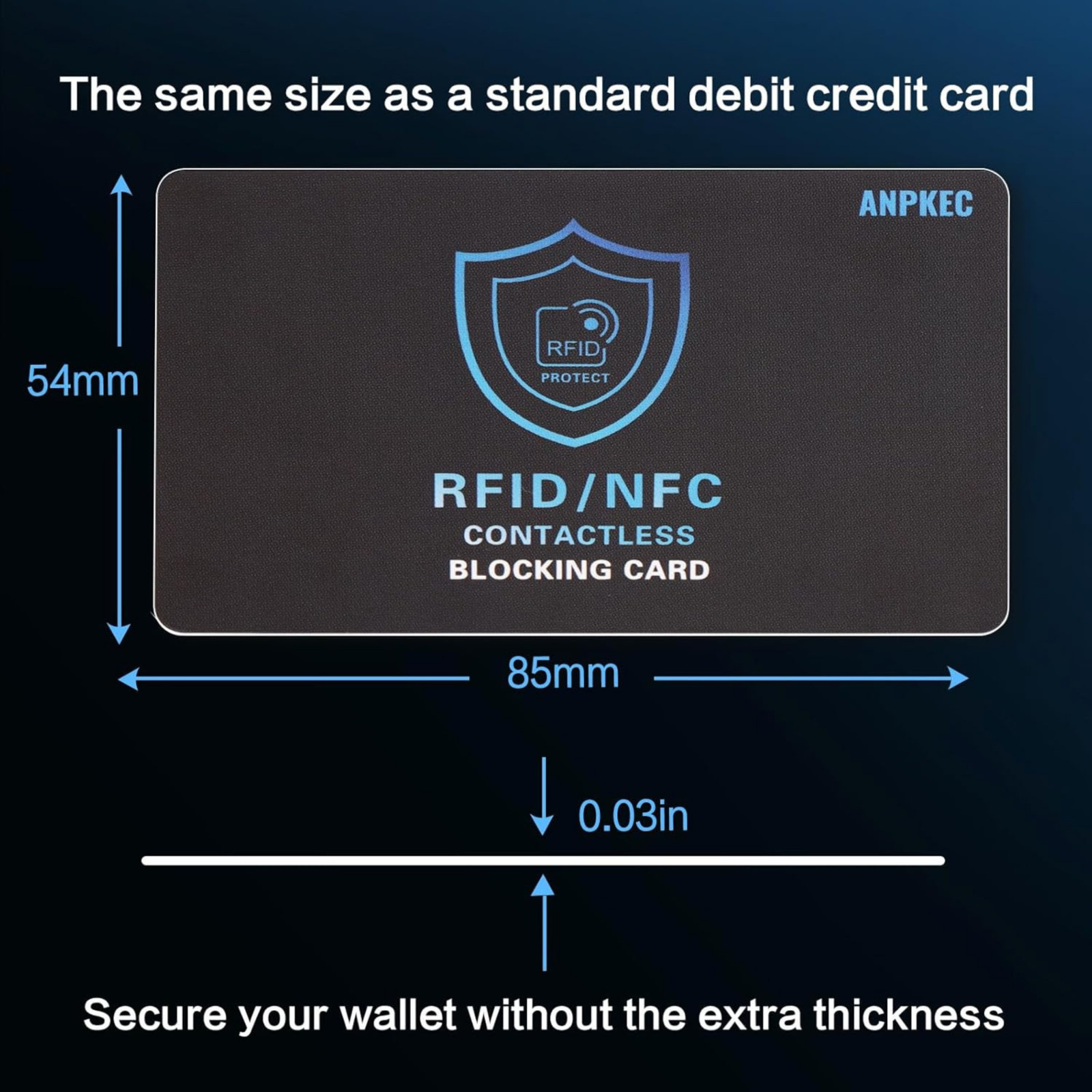5 Pack RFID Blocking Card NFC Blocker Credit Card Passport Protector Wallet