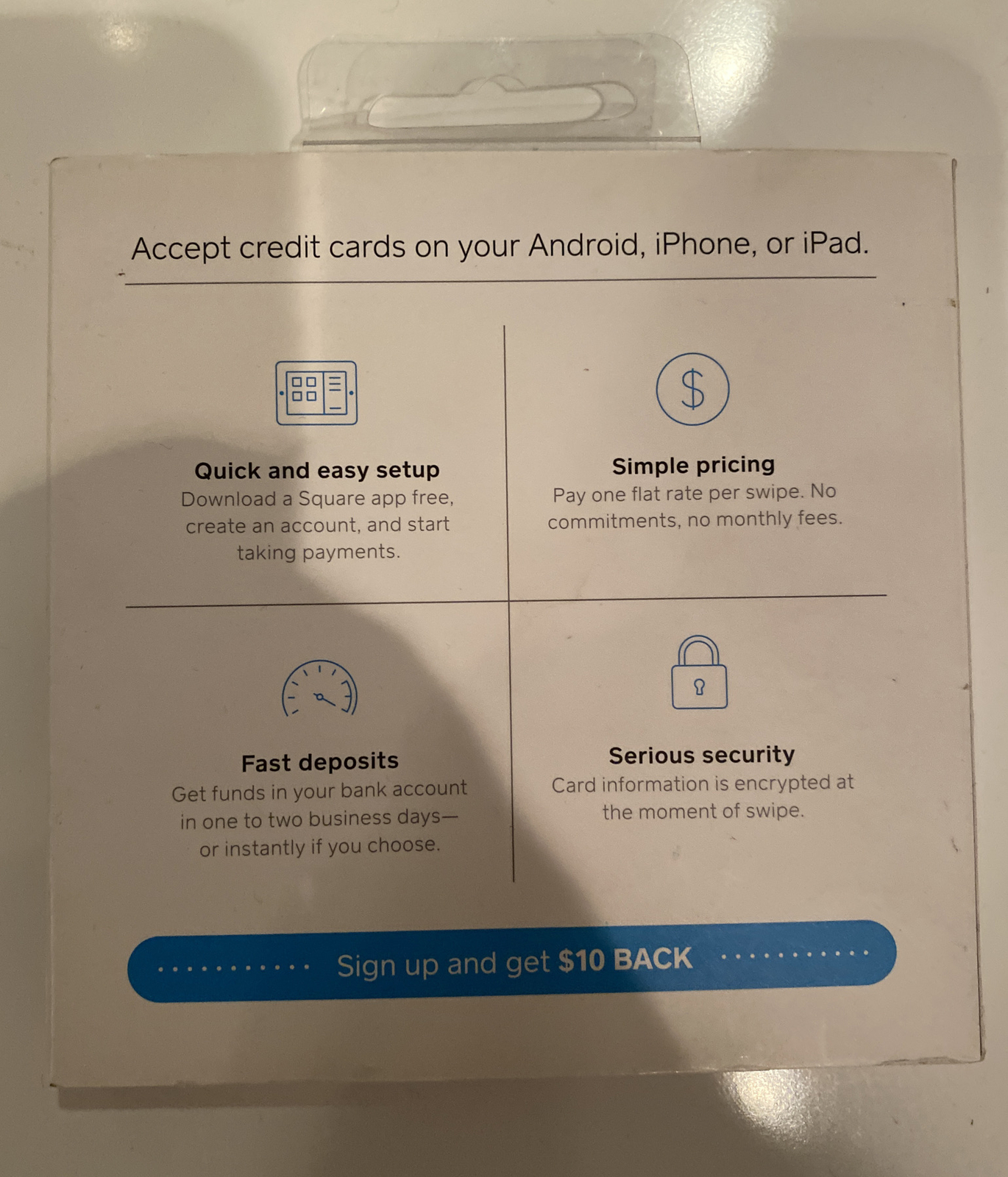 Square A-PKG-0206-01 Credit Debit Card Reader – White for Apple iPhone and…