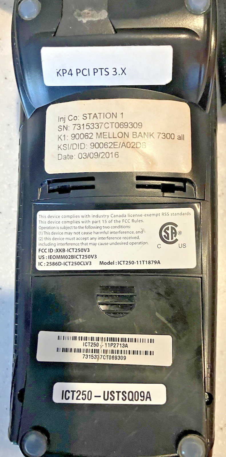 Chase Ingenico iCT250 3in LCD USB/Ethernet Ports Dual Comm Credit Card Terminal