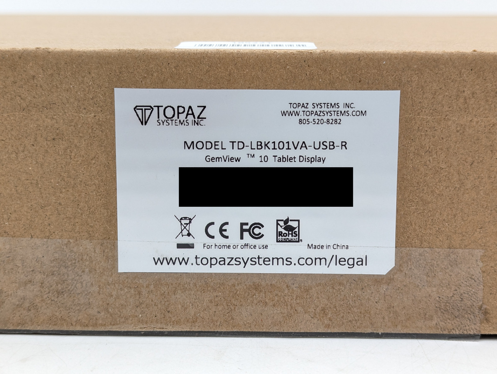 Topaz GemView 10″ Tablet Display Signature Terminal (TD-LBK101VA-USB-R) Black
