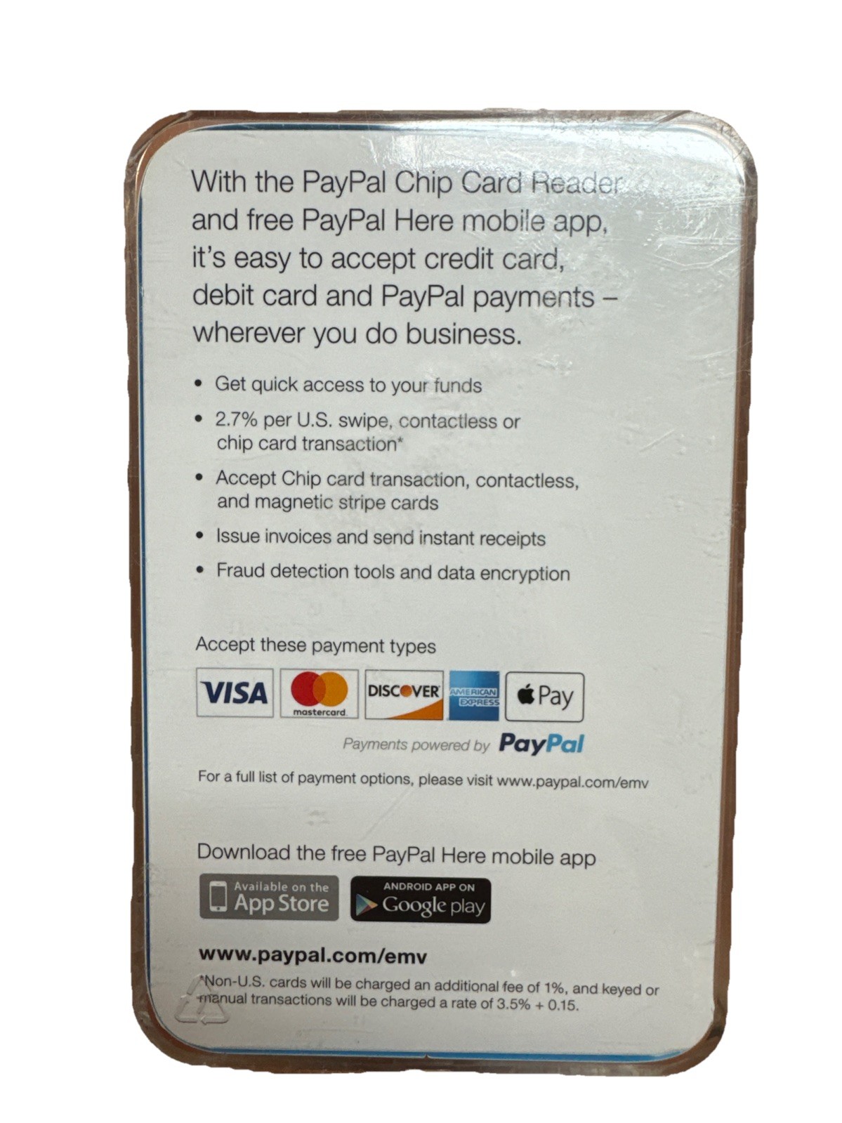 PayPal M010-PROD10-V2-4 Chip Swipe Reader Factory Sealed NEW!!