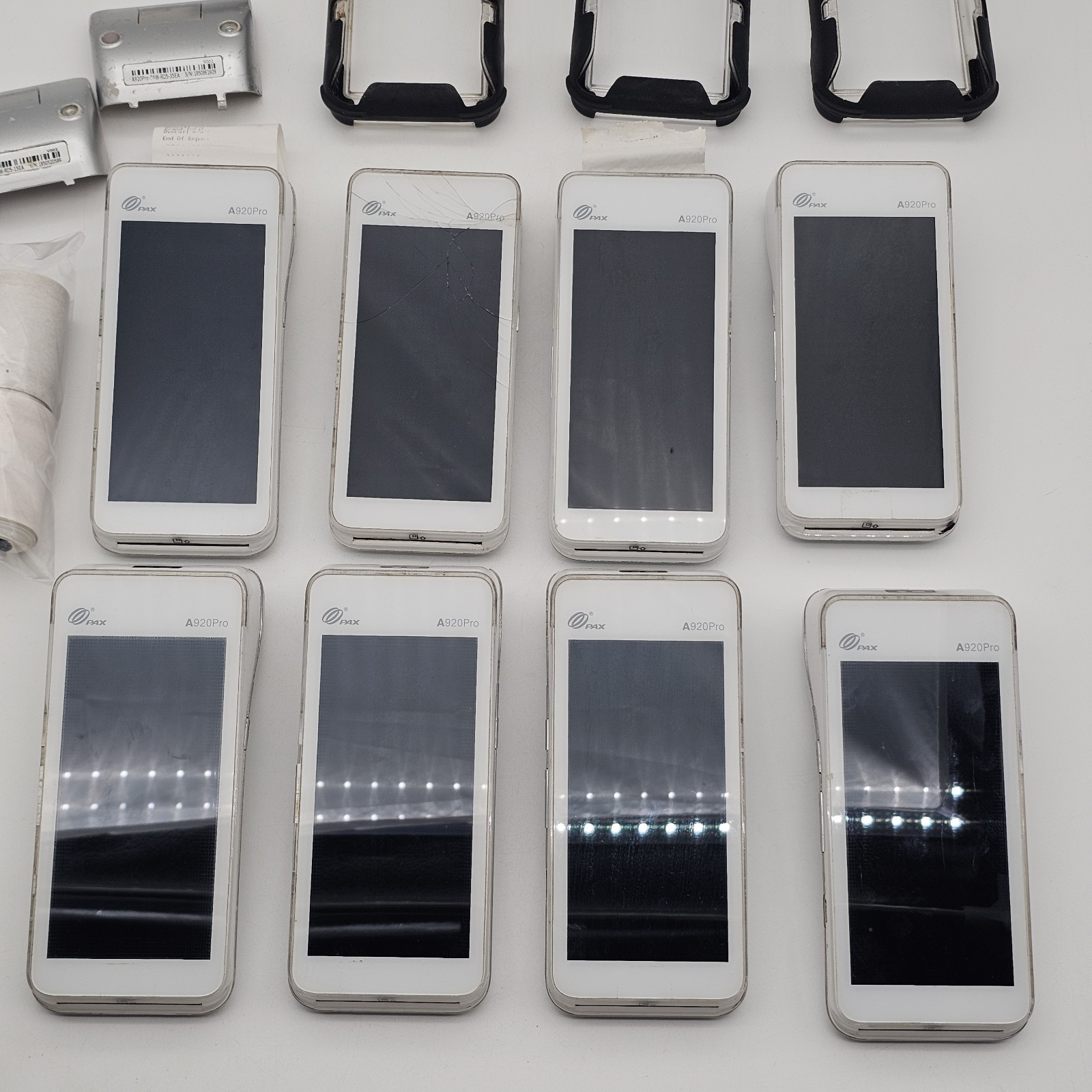 LOT 8 PAX A920pro Android POS Payment Terminals Reset Batteries Cases **READ**