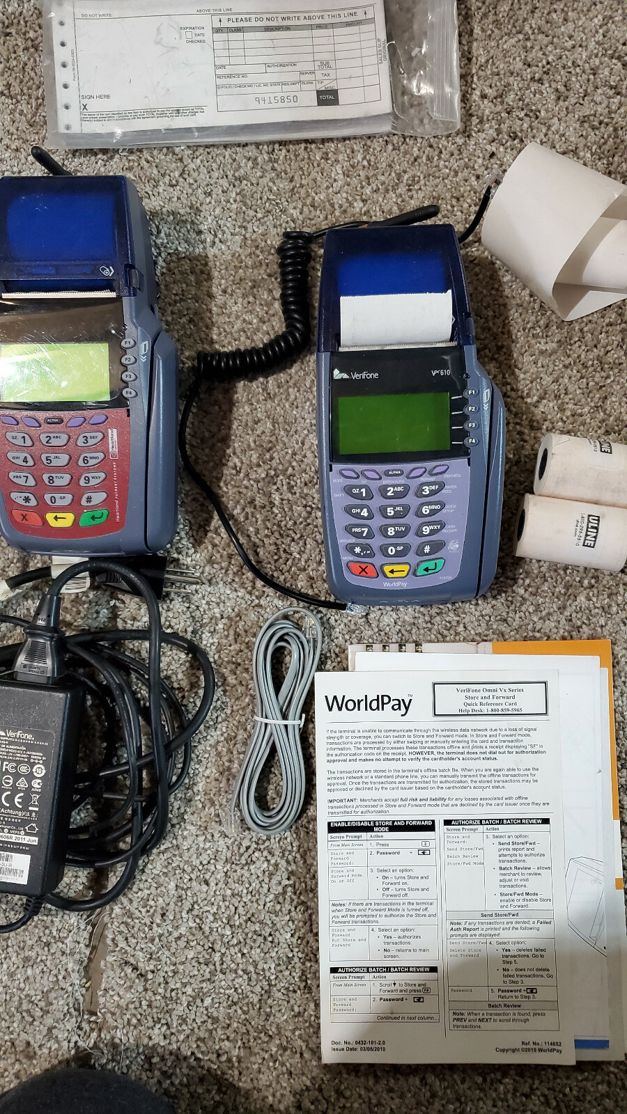 Verifone VX610 Credit Card Chip Reader w/ Power Supply, Battery, & Paper