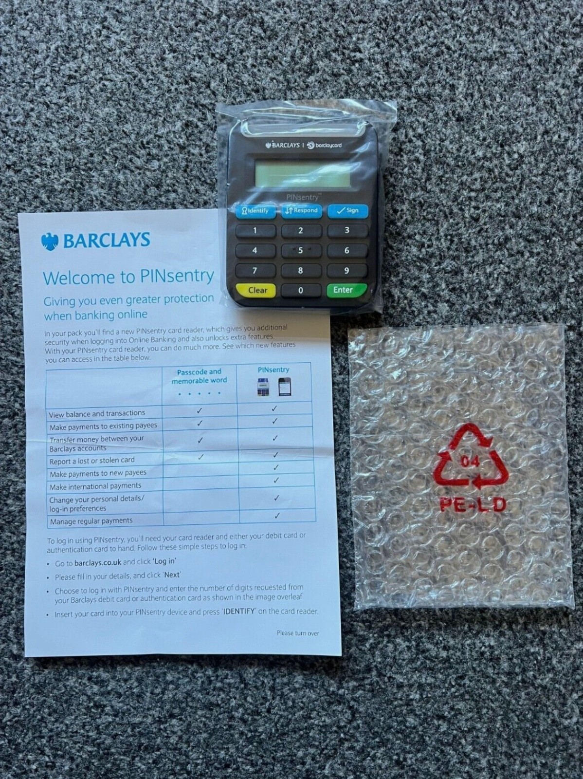 Barclays Barclaycard PINsentry Card Reader – Online Banking Security Device