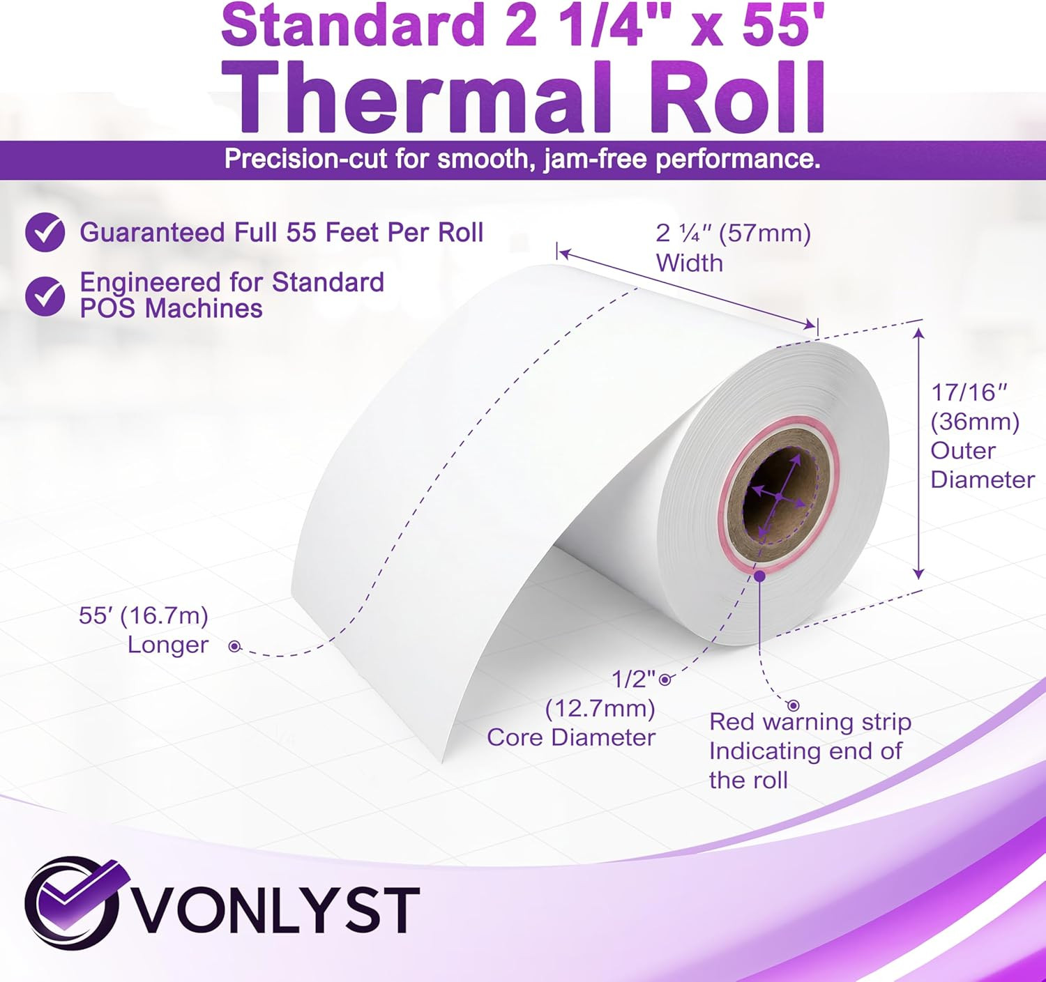 Verifone & Ingenico Thermal Paper Rolls 2 1/4″ X 55′ (10 Pack) BPA Free Receipt