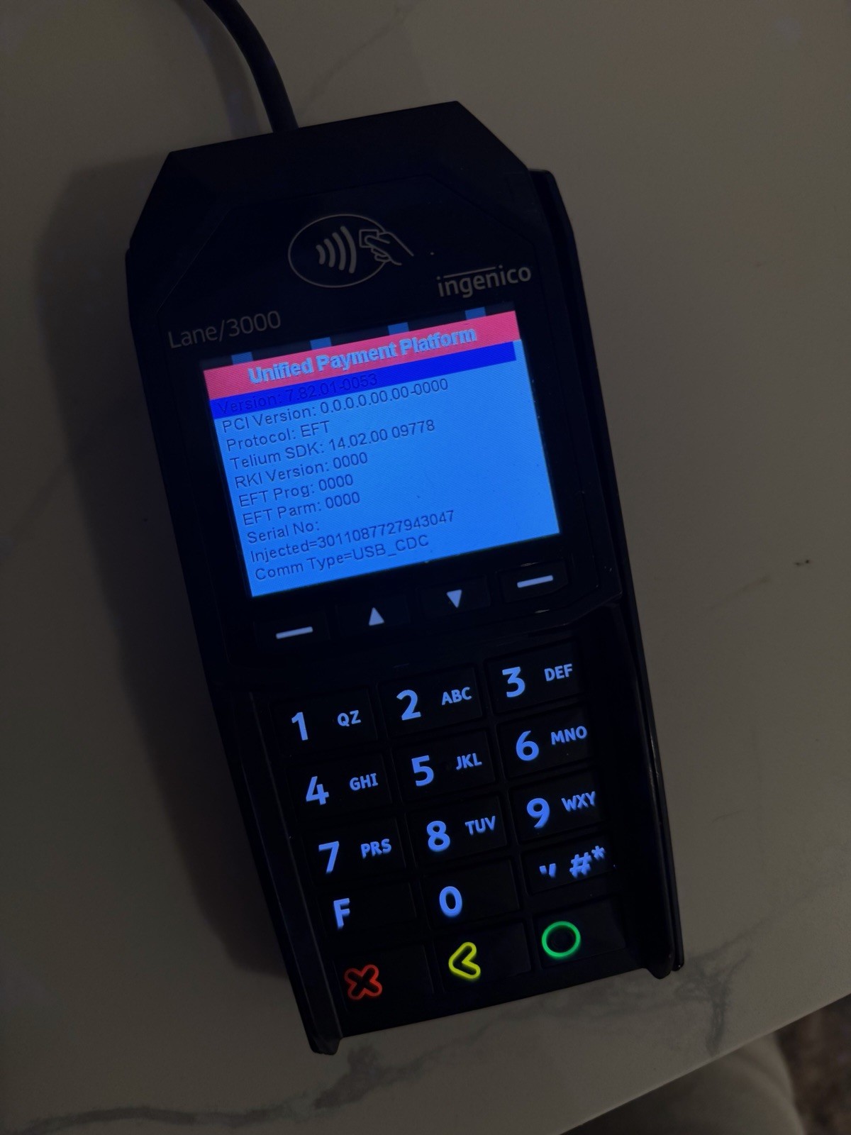 Ingenico Lane/3000 CL/Eth Ethernet Contactless EMV NFC PIN Pad Terminal TETRA
