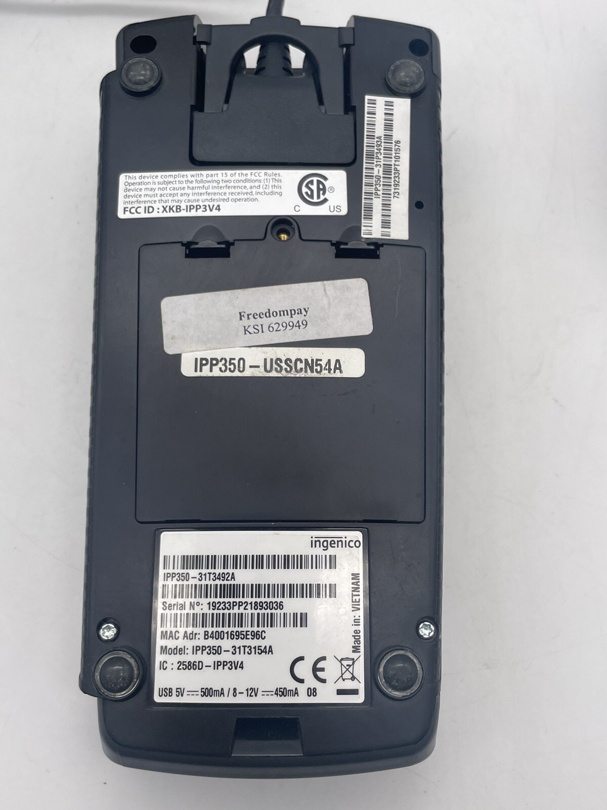 Ingenico iPP350 Credit Card Terminal Reader /PINpad for Revel POS