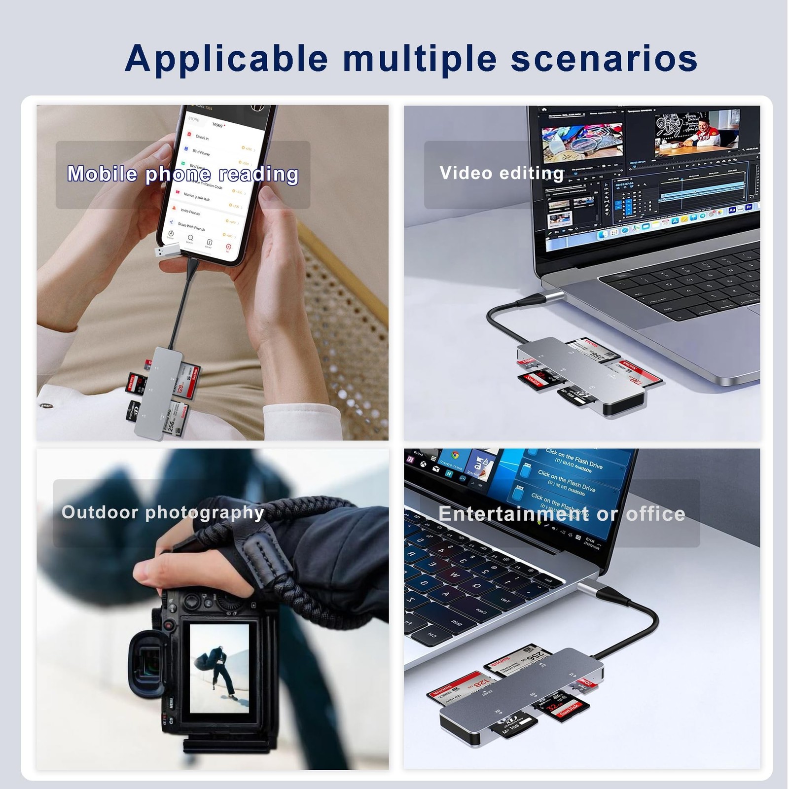CFast 2.0 Card Reader 5-in-1, USB C USB 3.0 Aluminum Multi-Slot Memory Card A…