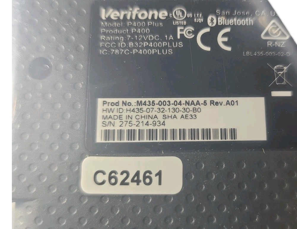 VERIFONE P400 PLUS/ P400 DMSR New REPLACEMENT ONLY DEVICE.