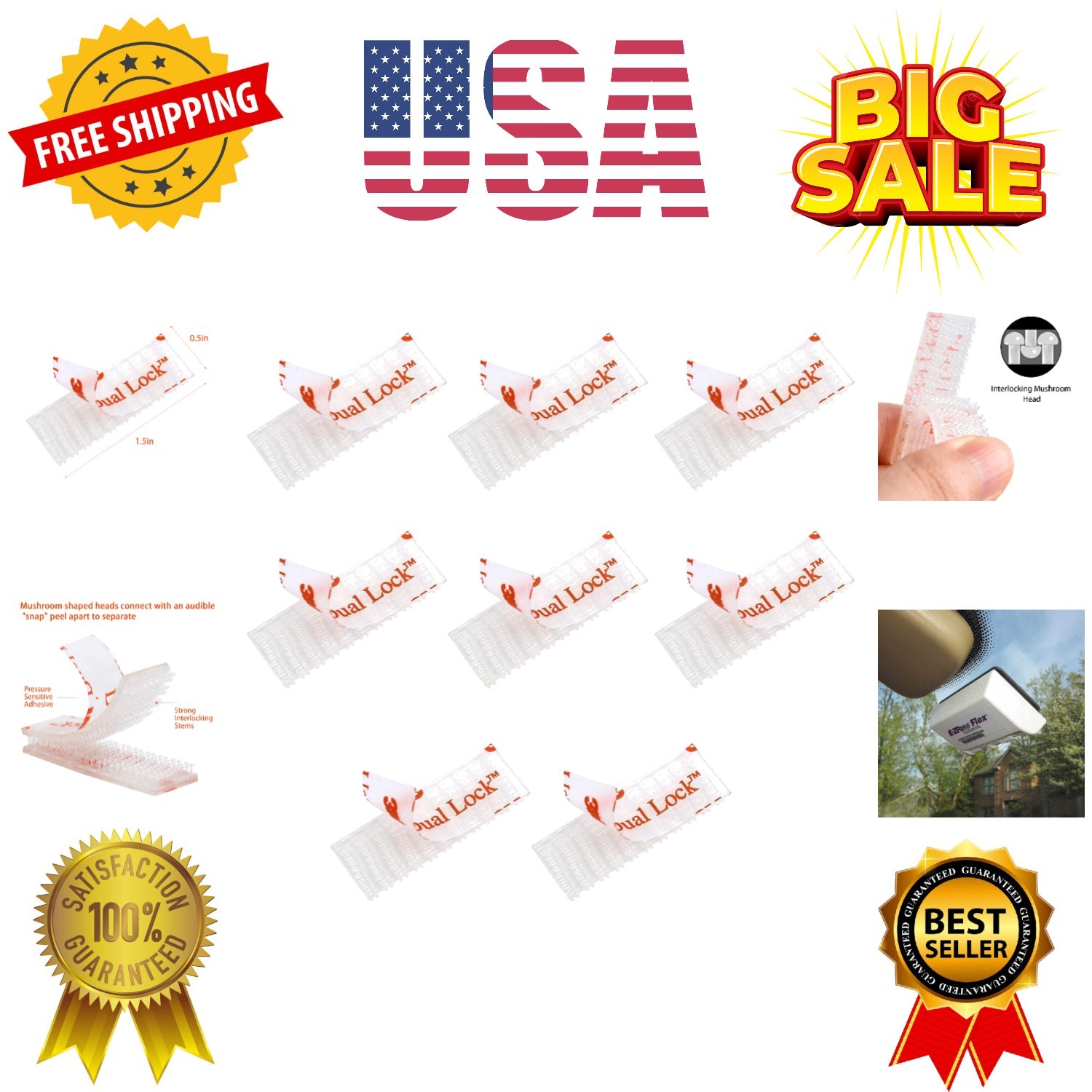 EZ Pass/IPass/IZoom Toll Tag Mounting Kit – 8 Pcs 4 Sets Reclosable Fastener …