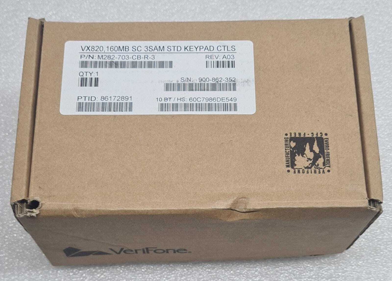 NEW FULL KIT – VeriFone VX820 160MB SC 3SAM STD KEYPD CTLS M282-703-CB-R-3