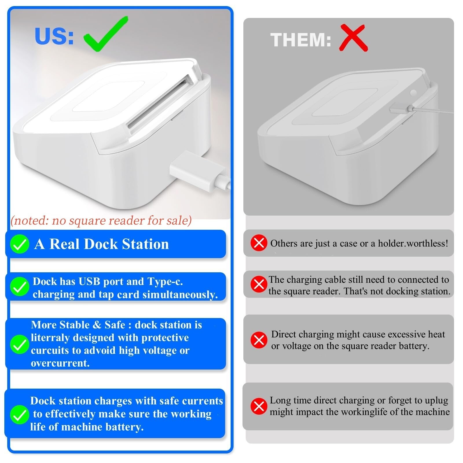 Square Dock for Square Reader 2nd Generation, Holder Stand for Square Card Re…