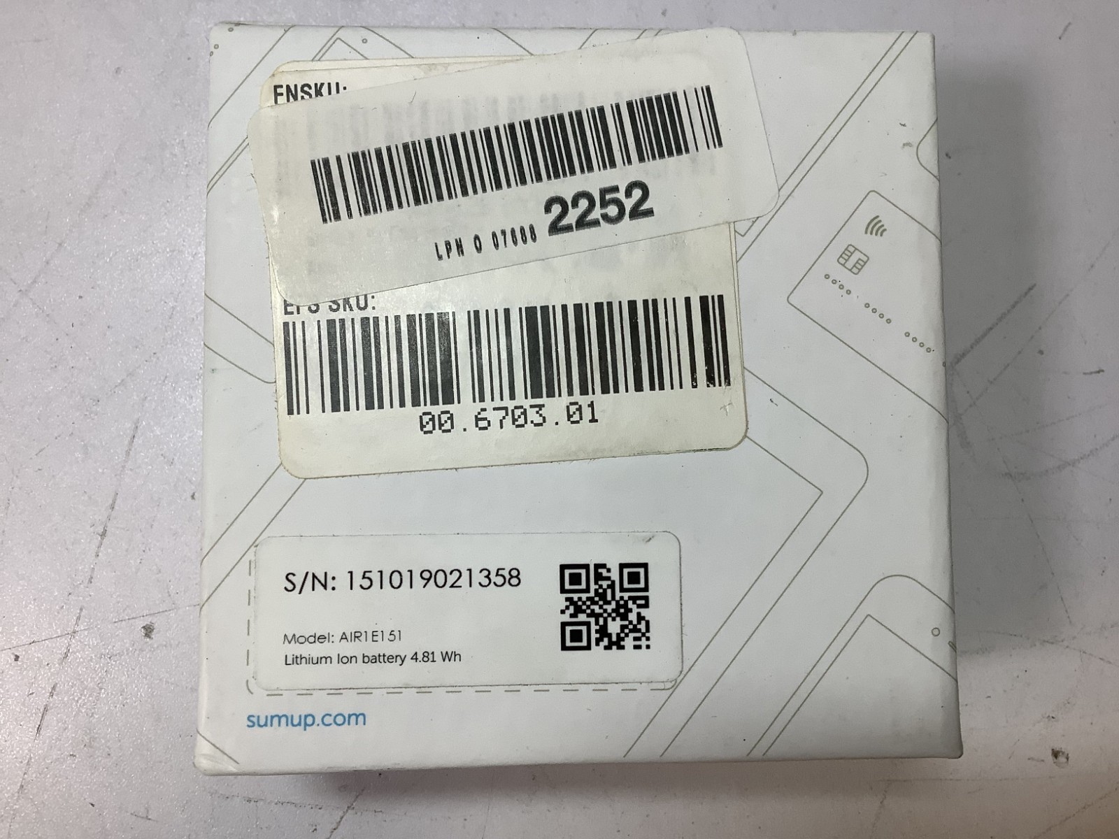 SumUp AIR1E151 Wireless Card Terminal Reader with Lithium-ion Battery L-B1E
