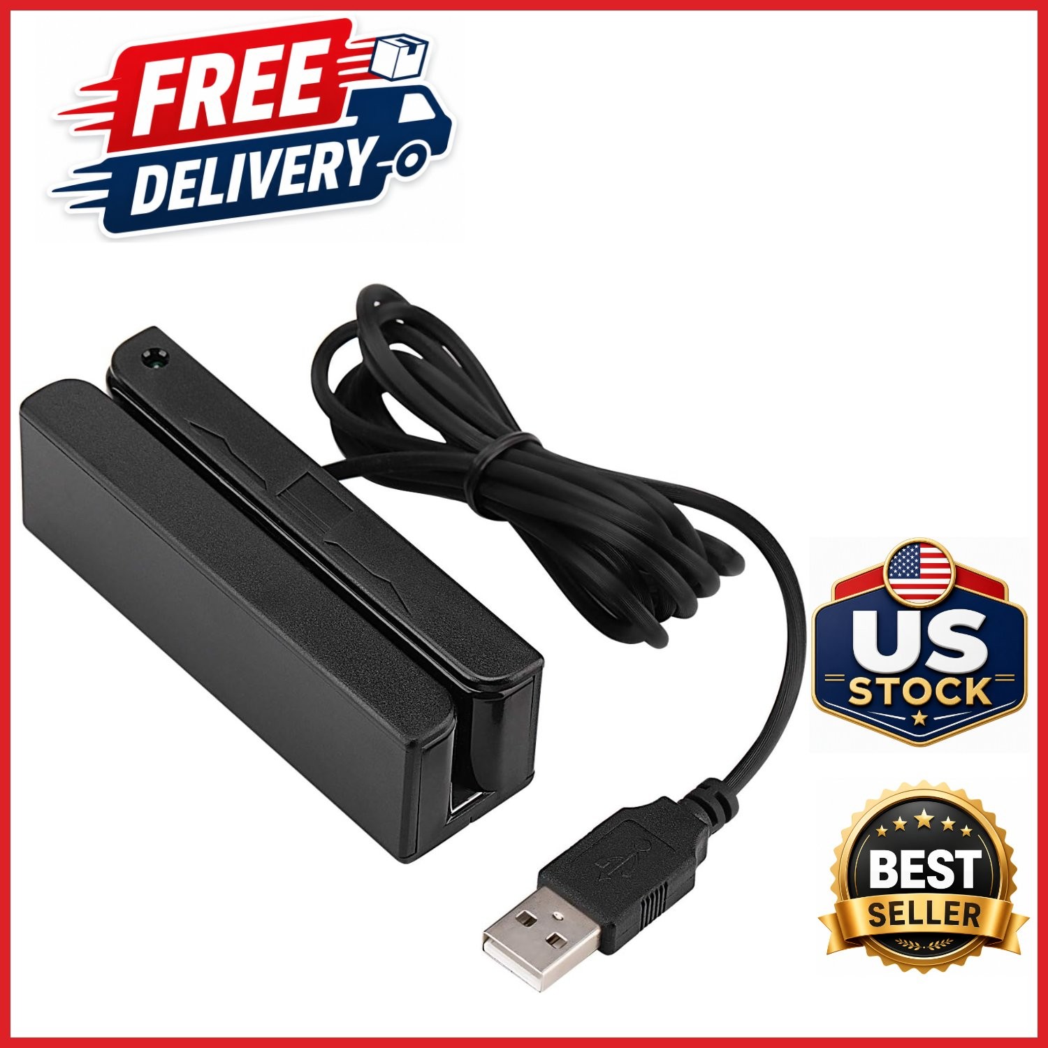 Mini USB Credit Card Reader 3 Tracks Bi-Directional Swipe for Windows