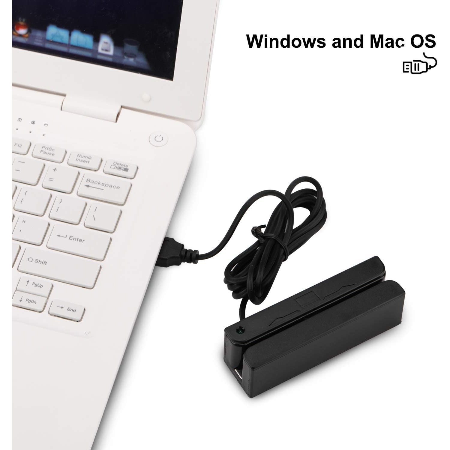 Mini USB Credit Card Reader 3 Tracks Bi-Directional Swipe for Windows