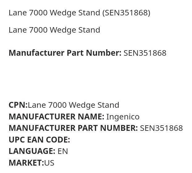NEW Ingenico Lane 7000 WEDGE STAND SUPPORT SEN351868 NOS For Counter Desk Mount