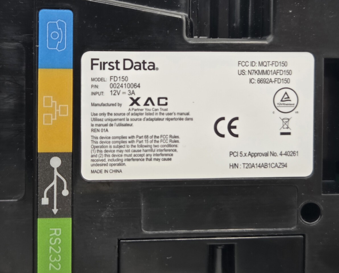 FIRST DATA FD150 TERMINAL EMV NFC CREDIT CARD TERMINAL WITH RP10 PIN PAD