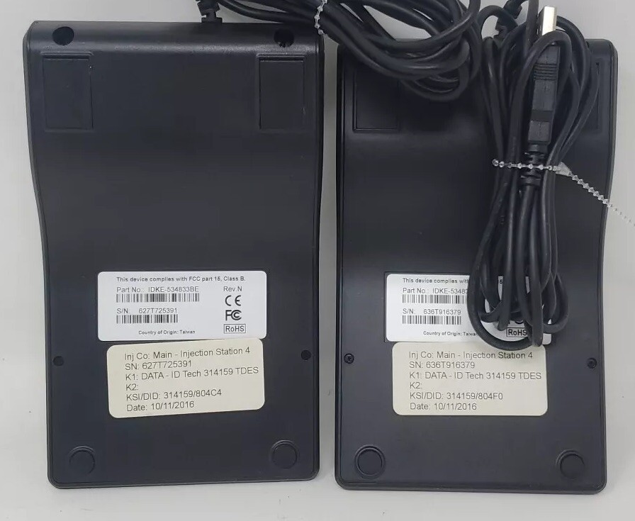 2x ID Tech IDKE-534833BE SecureKey Credit Card Reader/Swiper Black Keypad