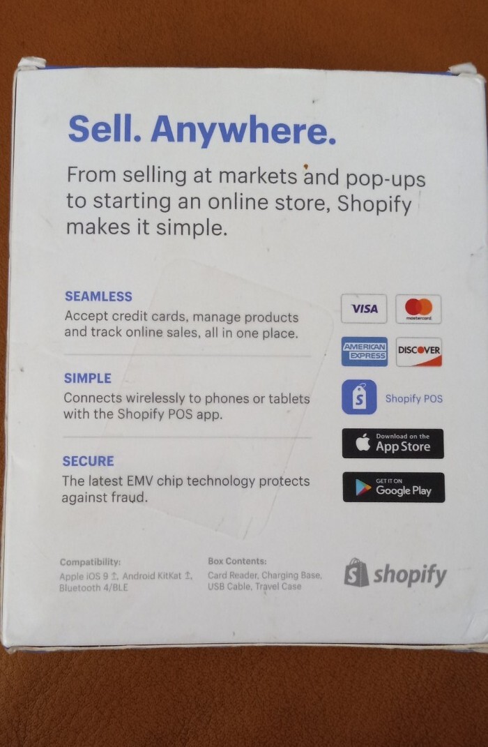 Shopify Chip & Swipe Reader S1701 Wireless and Secure New Open Box