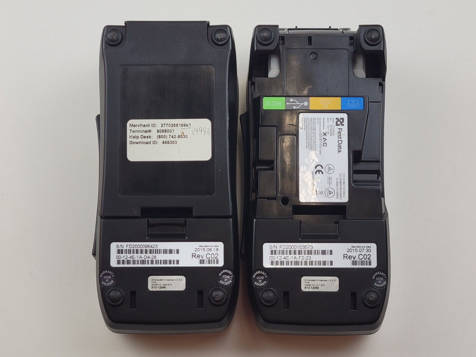 (Lot of 2) *UNTESTED* First Data FD130 Duo Credit Card Machine Terminals