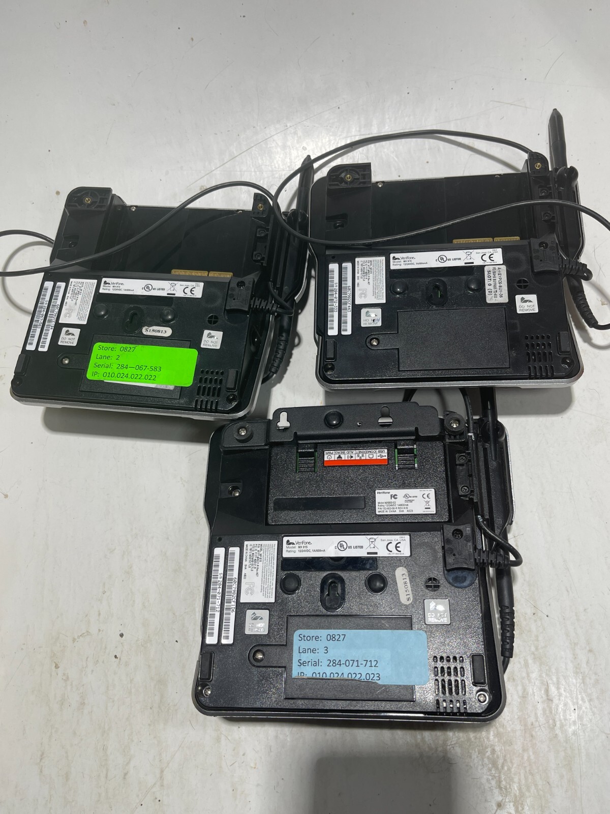 (3) Verifone PinPad Payment Terminal (MX900-02) (2) Missing Port + 1 W/ Port