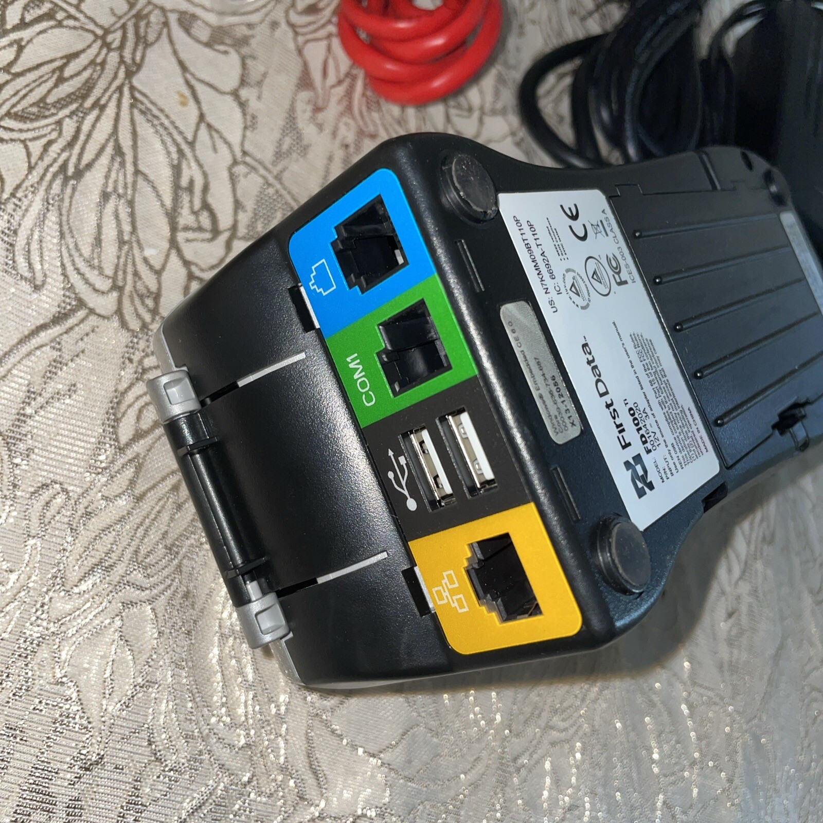 First Data FD100ti Gray/Black Durable Fast Thermal Printer Credit Card Terminal