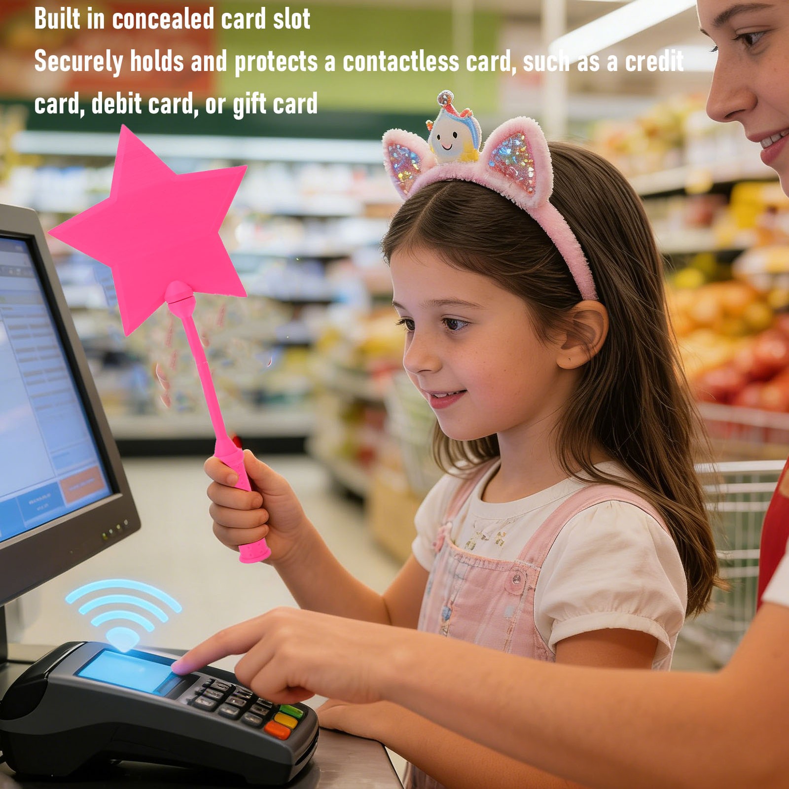 3D Printed Credit Card Wand Pink Fun Easy Transaction Tool