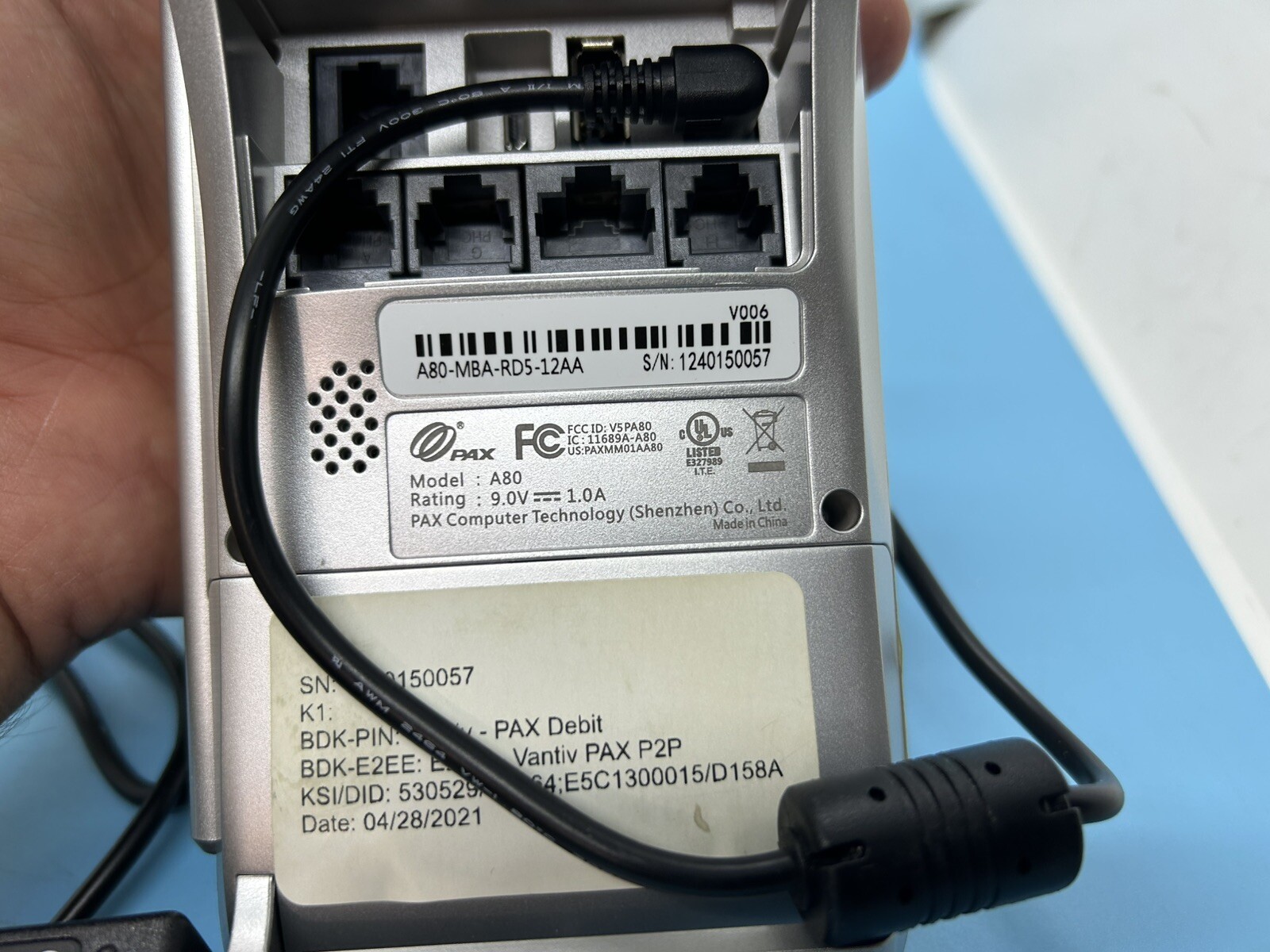 PAX A80 & POWER ADAPTER. Read