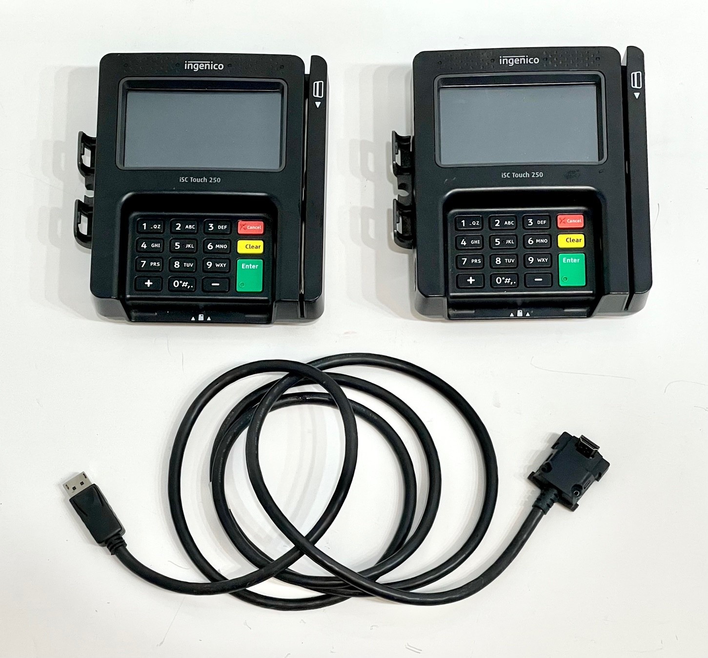 2 Ingenico ISC TOUCH 250-V4 Smart Credit Card Reader 1 W/ Power Cable Untested