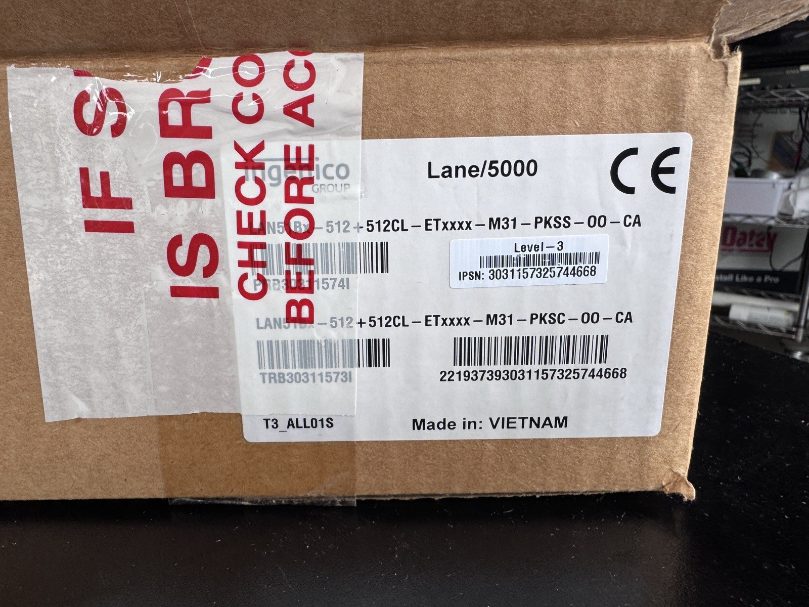 New Ingenico Lane 5000 V3 Payment Terminal w/ PSU, Stylus, Cable, TRB30311573I