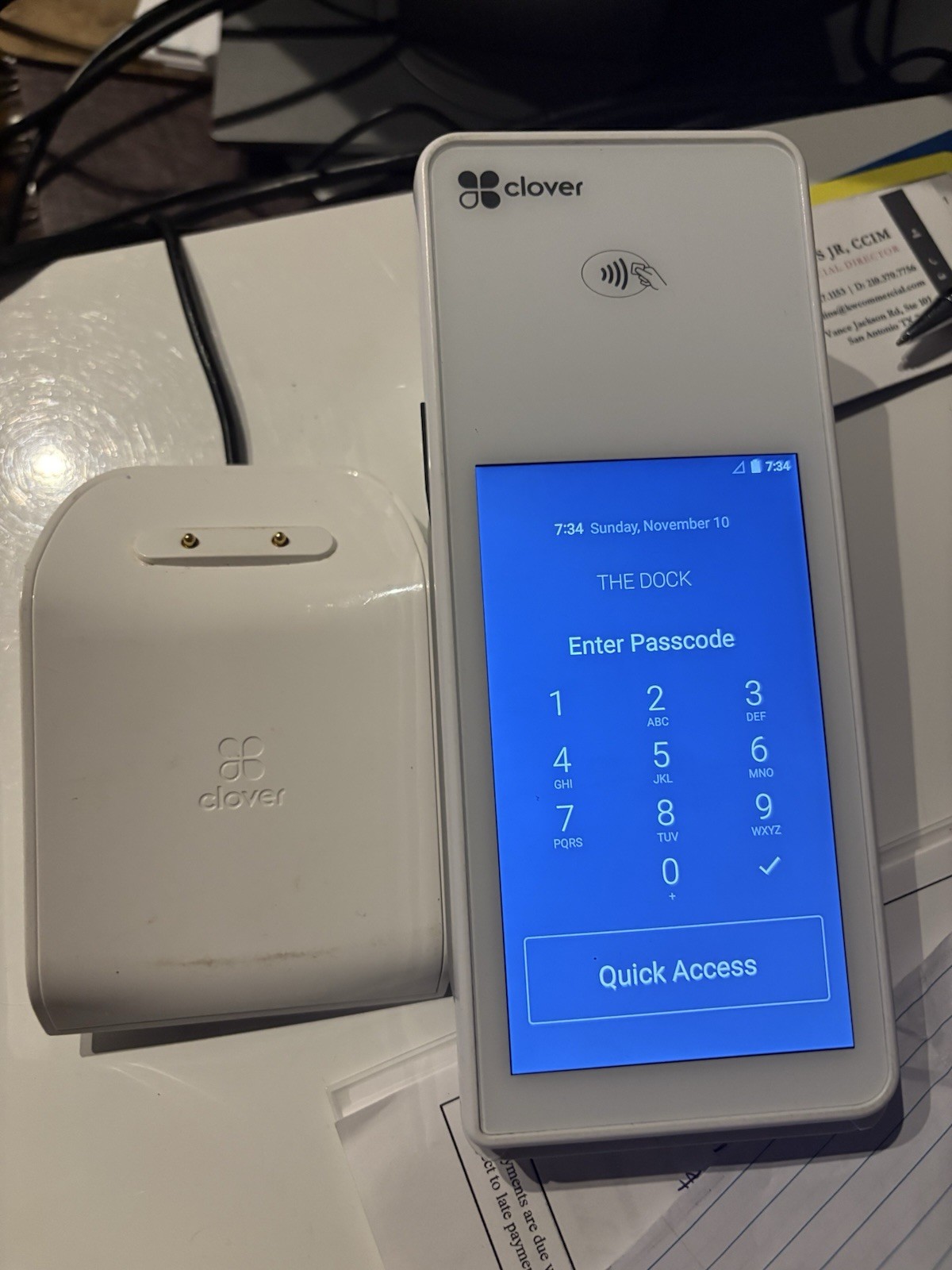 Clover Point of Sale Card Readr + Hub + Wireless + AC Adapter + printer & Cables