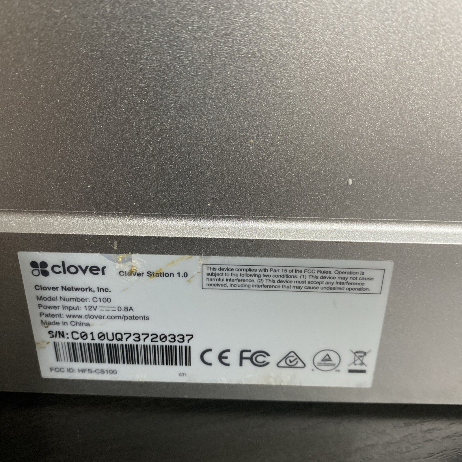 Clover Station 1.0 C100 POS System Screen Monitor Only Working LOCKED NO CABLES