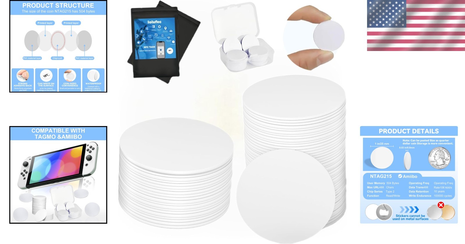 Rewritable 30 Pcs NFC Stickers – High Quality Waterproof Tags for Smart Use