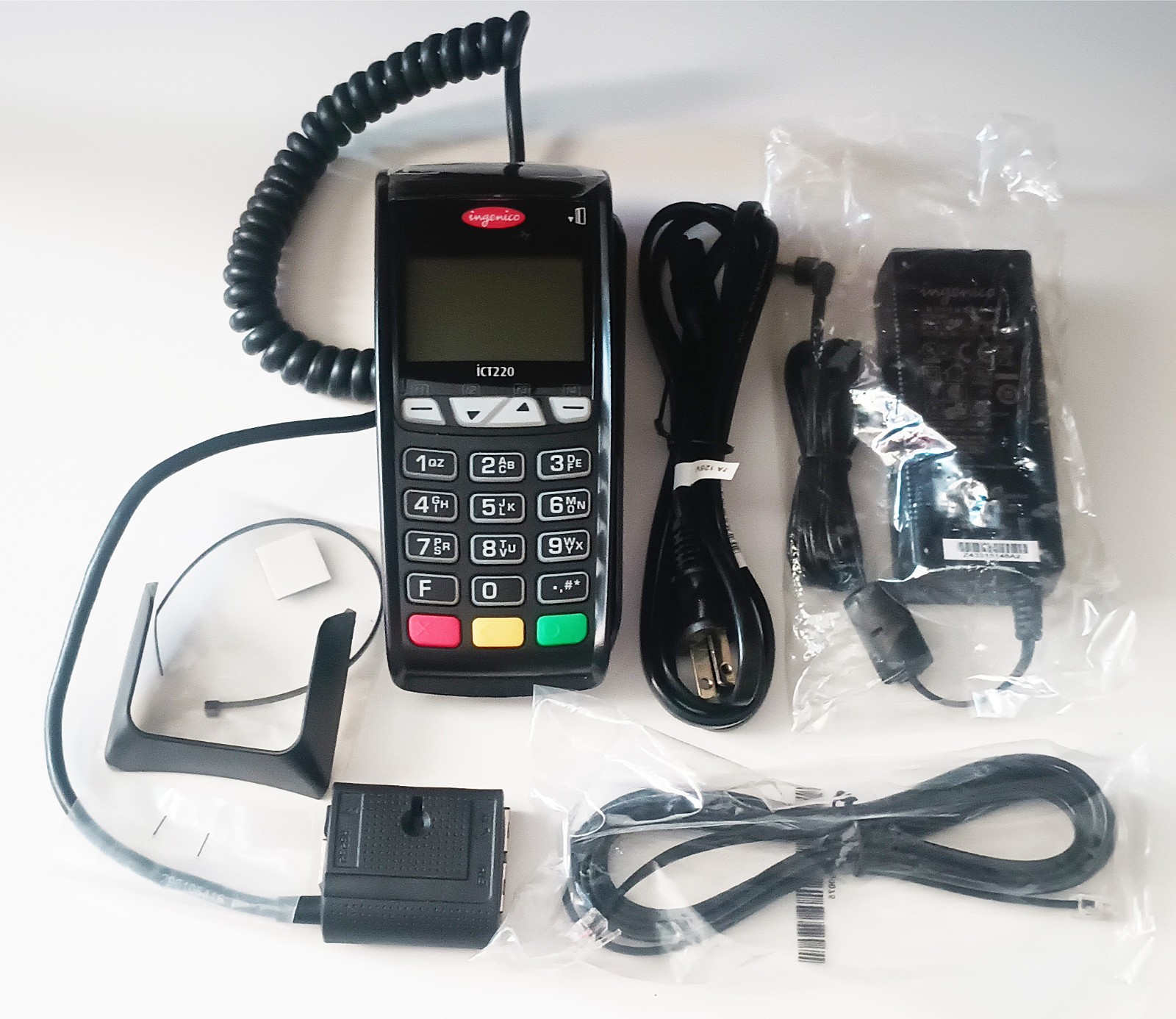 Ingenico iCT 220 Credit Card Payment Reader Terminal With Power Cord & Cables