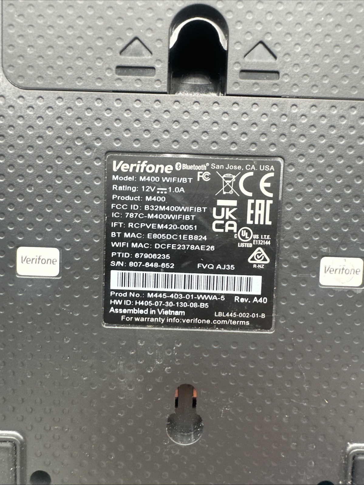 Verifone M400 Wifi/BT Credit Card Payment Terminal – UNTESTED