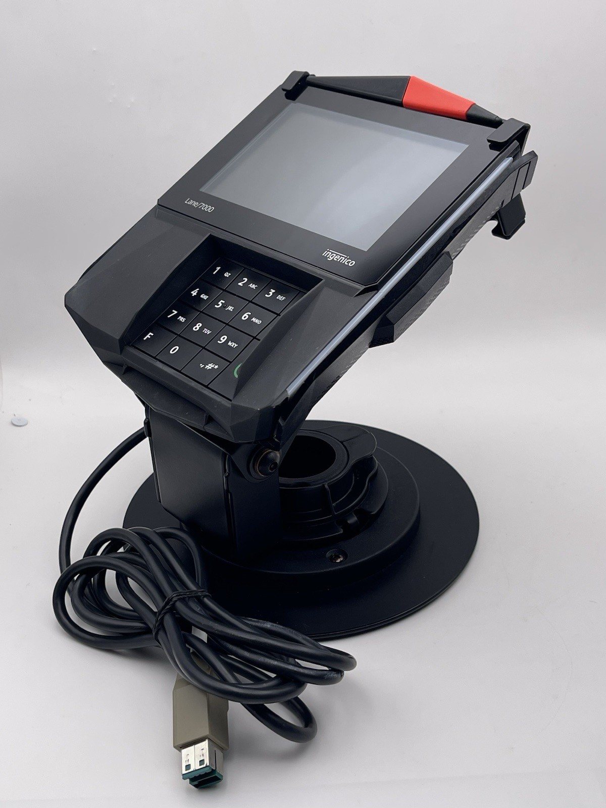 LOT OF 2 INGENICO LANE 7000 PRG30312951R CREDIT CARD TERMINAL w/ 12V USB & STAND