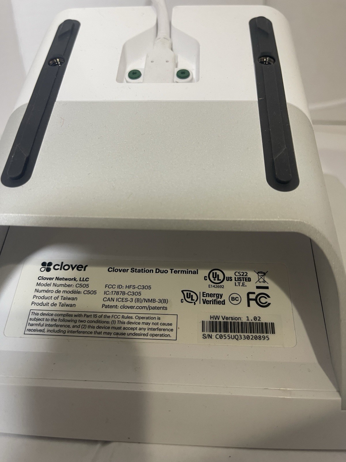 Clover StationDuoTerminal Printer POS System C505 S505 P500 K405 W Cables Read
