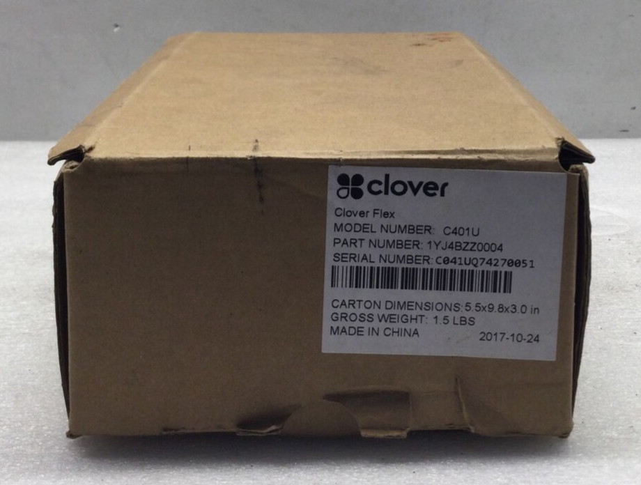 Clover Flex LTE C401U Wireless Credit Card Processor With Charging Cradle.