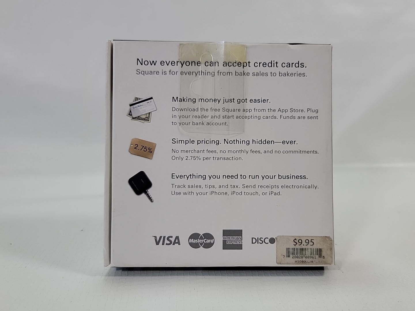 Square Credit Card Reader White 3.5mm Audio Jack Mobile POS New/Open Box