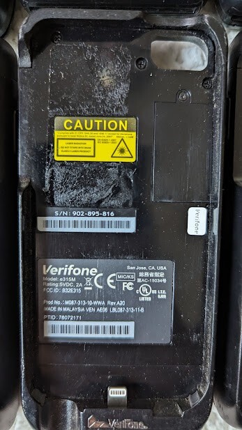 LOT OF 6 Verifone e315M, iPhone Credit Card CC Terminal (M087-313-10-WWA) (g6)
