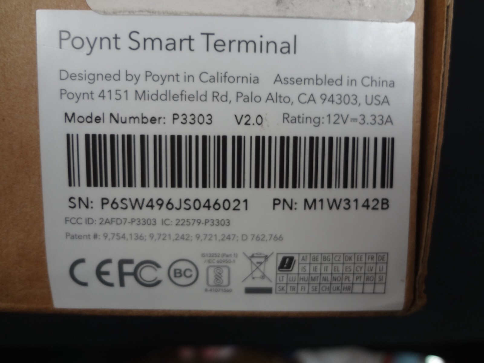 Poynt P3303 V2.0 Smart Terminal Credit Card Chip Reader IN ORIGINAL BOX