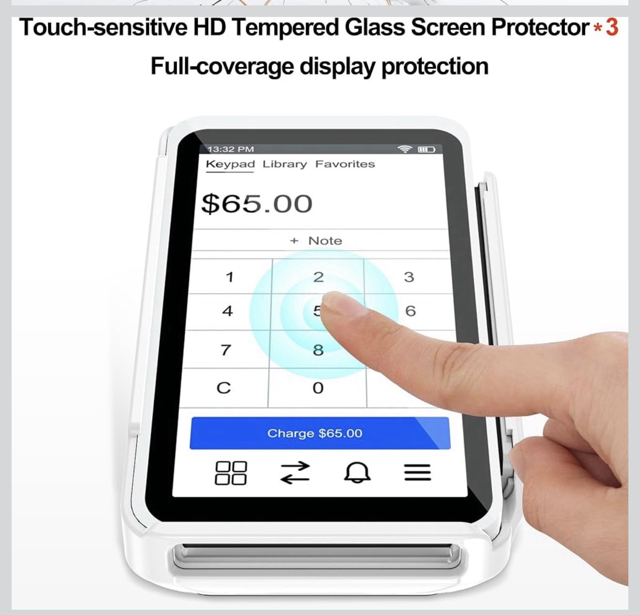 Bumper Case for Square Terminal Payment Reader White W 3 Screen Protector Glass
