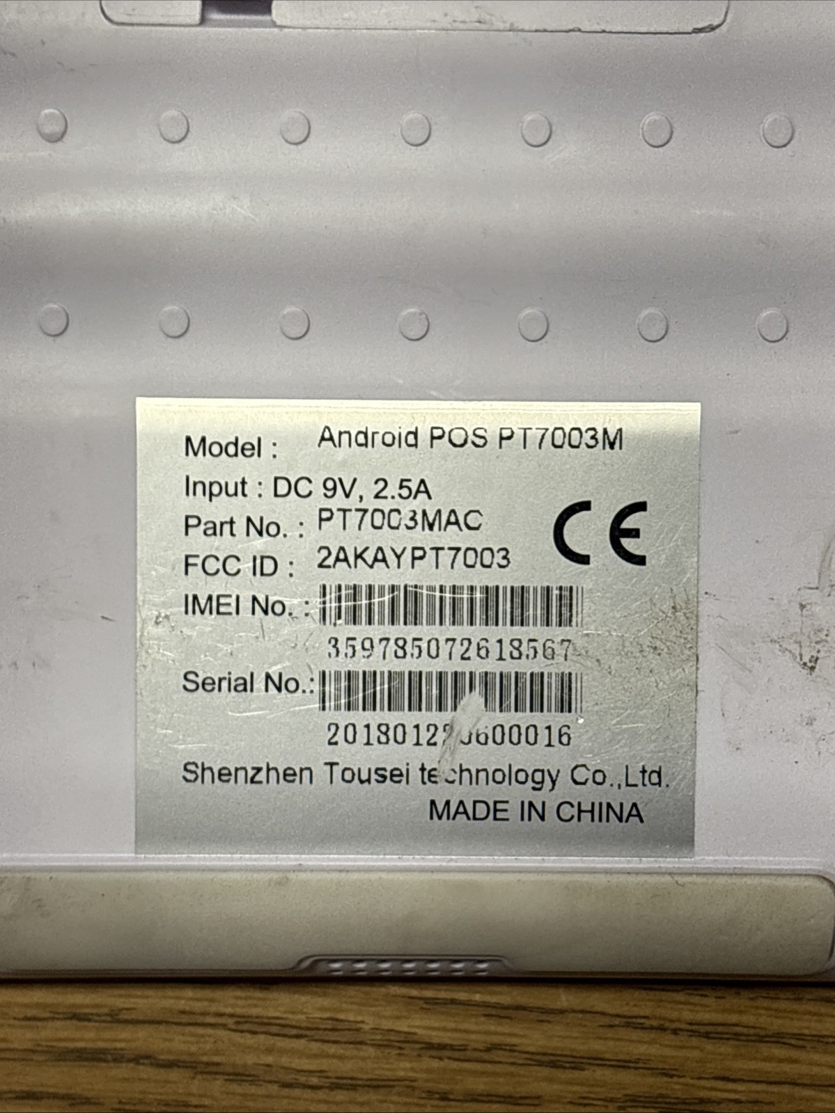 Shenzen All in One android Wifi POS Terminal Tousei PT7003MAC