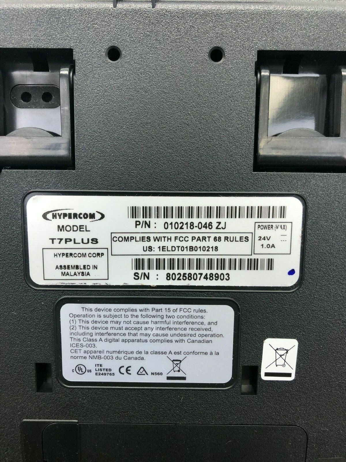 Hypercom T7PLUS 010218-046 ZJ Credit Card Machine and Power Supply